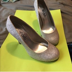 Silver sparkly high heals size 7 brand deb
